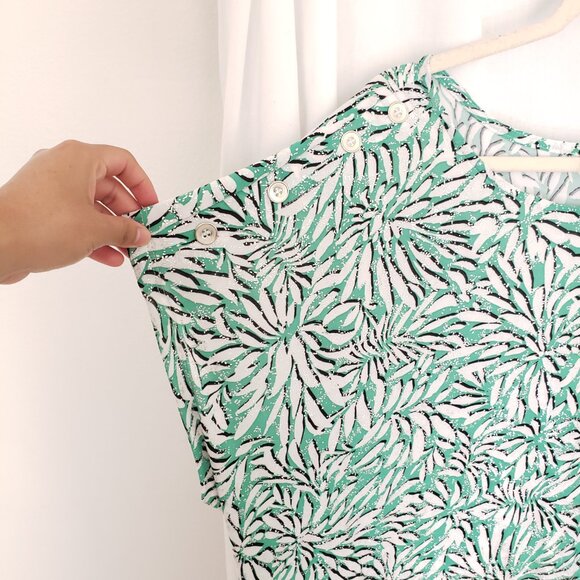 Emily Daniels Multicolor Green Floral Design Stretchy Shiny Flakes Plus Size 3X - Picture 9 of 15